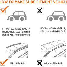 AUXKO Car Roof Racks Cross Bars Compatible for 2014-2019 Toyota Highlander XLE & Limited & SE, Aluminum Rooftop Crossbars Cargo Bag Rooftop Luggage Carrier Replacement Carrying Kayak Bike