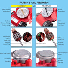 FARBIN Air Horn with Compressor，Compact Electric Trumpets，Car Horn 12V 150db Super Loud Nautilus ，with Wiring Harness, for Any 12V Vehicles(12V, Black)