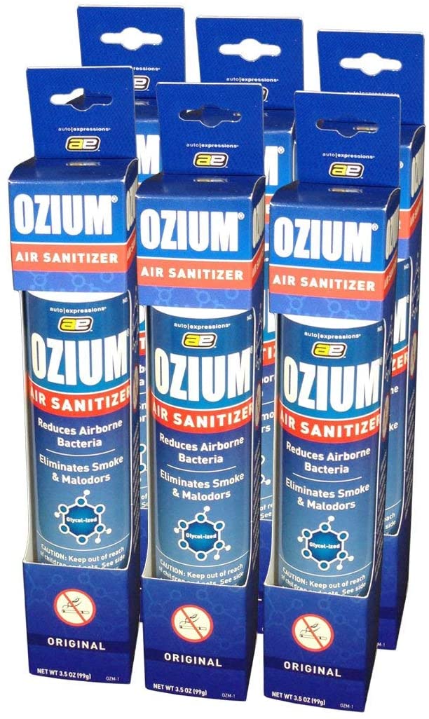 Ozium Smoke & Odor Eliminator Car & Home Air Sanitizer / Freshener, 3.5oz Spray Original Scent - Pack of 6