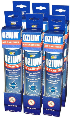 Ozium Smoke & Odor Eliminator Car & Home Air Sanitizer / Freshener, 3.5oz Spray Original Scent - Pack of 6