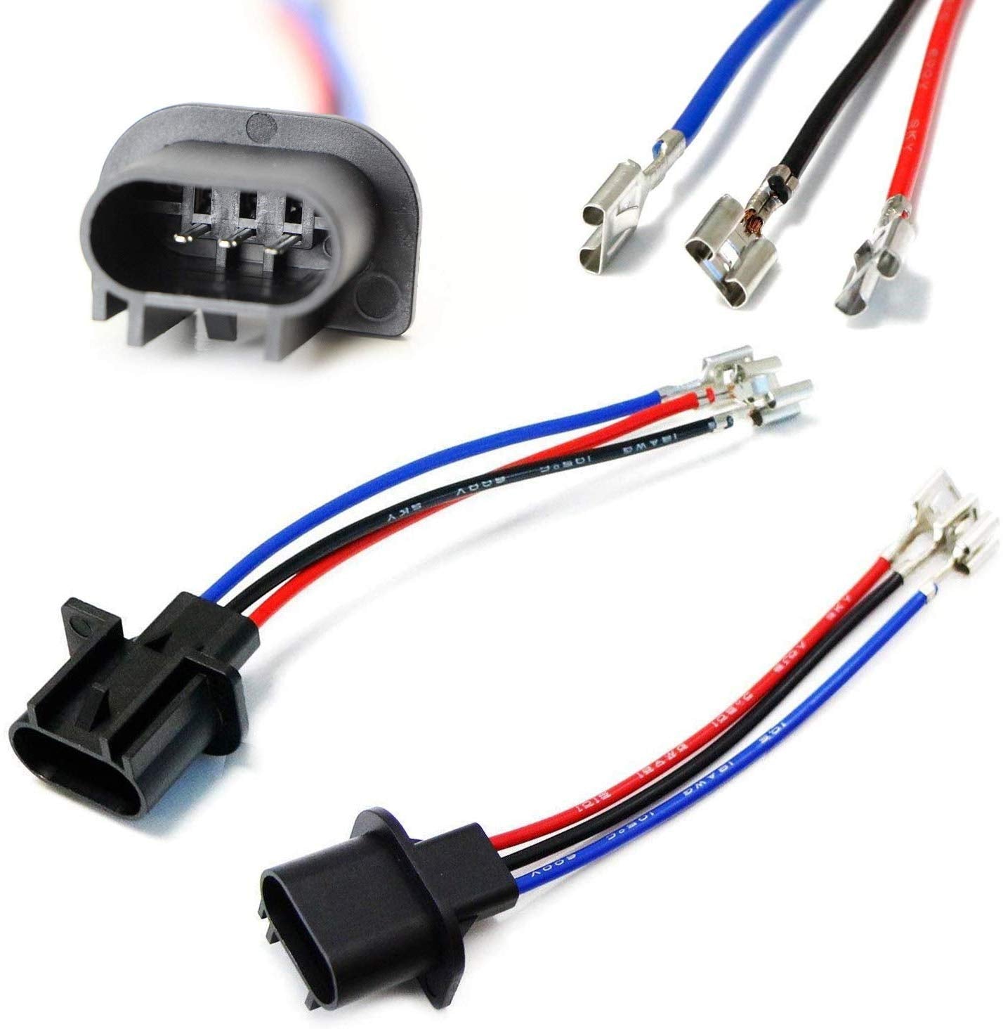 iJDMTOY (2) H13/9008 to 9007/9004 or 9003/H4 Polarity Adjustable Conversion Adapter Wiring Kit For Headlight Conversion Retrofit