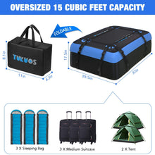 Tukuos Car Roof Bag Cargo Carrier,15 Cubic Feet Heavy Duty Rooftop Cargo Carrier with Anti-Slip Mat,Waterproof Bag,4 Lengthen Reinforced Straps,4 Door Hooks Suitable for All Vehicle with/Without Rack