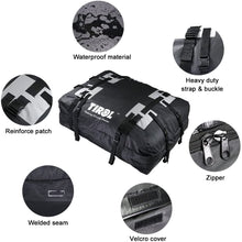 TIROL Waterproof Roof Top Carrier Cargo Luggage Travel Bag (15 Cubic Feet) for Vehicles with Roof Rails