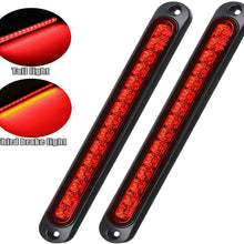 PSEQT 10" 15 LED Trailer LED Tail Light Bar / Stop Turn Tail Lights Assembly Third Brake Light Topper Strip Truck Rear Side Marker Lights Waterproof(Red)