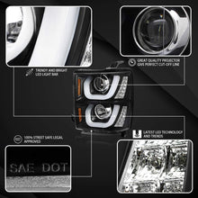 Autozensation For Chevy Silverado 1500 Black LED Signal Halo Projector Headlights