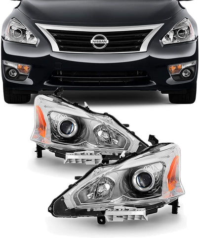 For 13-15 Altima 4 Doors Sedan Halogen Type Headlights Front Lamps Direct Replacement Left + Right Pair