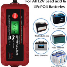 Adakiit 6/12V 4A Smart Battery Charger/Maintainer Fully Automatic 8-Stages Trickle Charger for Automotive Car Motorcycle Lawn Mower Marine Boat RV ATV Sealed Lead Acid Battery
