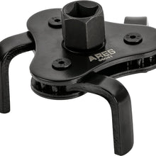ARES 56041 – Adjustable 3-Jaw Oil Filter Wrench – 2 1/2-Inch to 4 Inch (63mm to 101mm) Capacity – Use with 3/8 or 1/2-Inch Drive Ratchets or 7/8-Inch Wrenches – Carbon Steel Construction