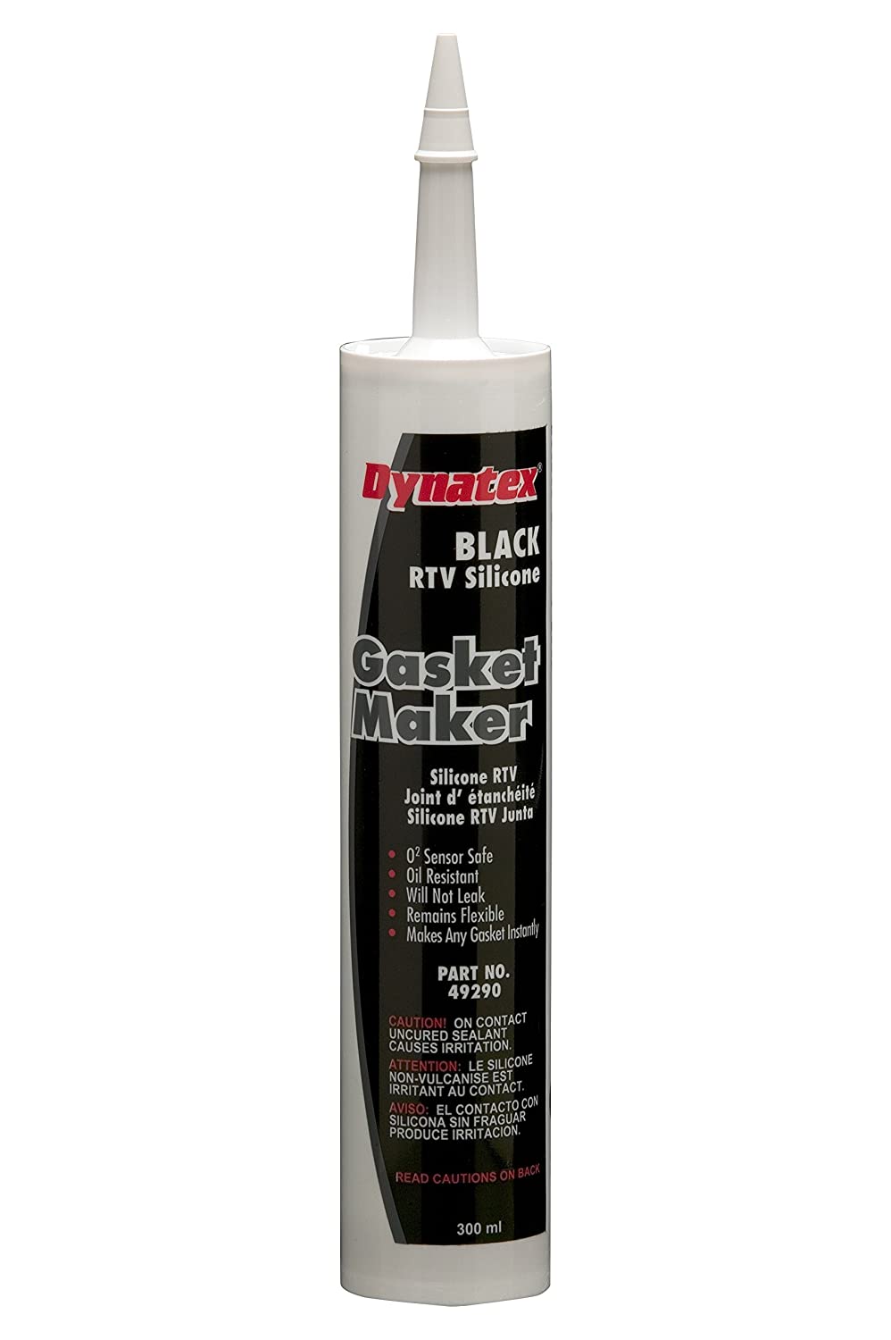 Dynatex 49290 Low Volatile RTV Silicone Gasket Maker, 0 to 500 Degree F, 300mL Cartridge, Black