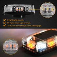 YITAMOTOR 30 LED Roof Top Strobe Lights, Emergency Hazard Warning Safety Flashing Strobe Light Bar with Magnetic Mount Compatible with 12-24V Trucks, Snow Plow, Construction Vehicles