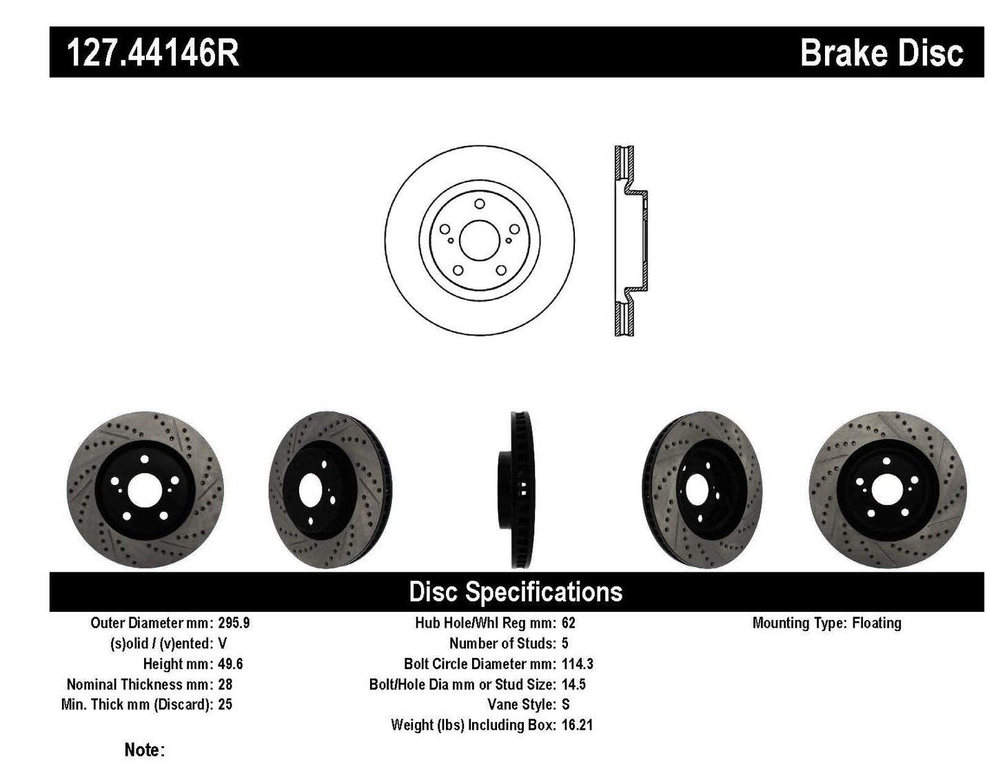 Centric Parts Disc Brake Rotor 127.44146R