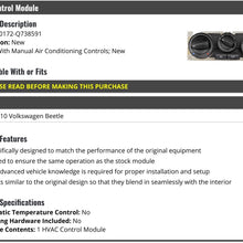 HVAC Control Module - Compatible with 1998-2010 Volkswagen Beetle with Manual Air Conditioning Controls