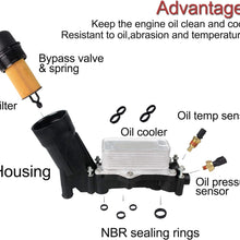 5184294AE Engine Oil Cooler and Oil Filter Housing Adapter Assembly with Gaskets Sensor-Compatible with 2011-2013 3.6L V6 Chrysler 200 300, Dodge Journey, Avenger, Durango, Cherokee, Wrangler, Ram
