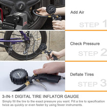 AstroAI Tire Inflator with Pressure Gauge, 100 PSI Air Chuck and Compressor Accessories Heavy Duty with Large 2.5" Easy Read Glow Dial, Durable Rubber Hose and Quick Connect Coupler