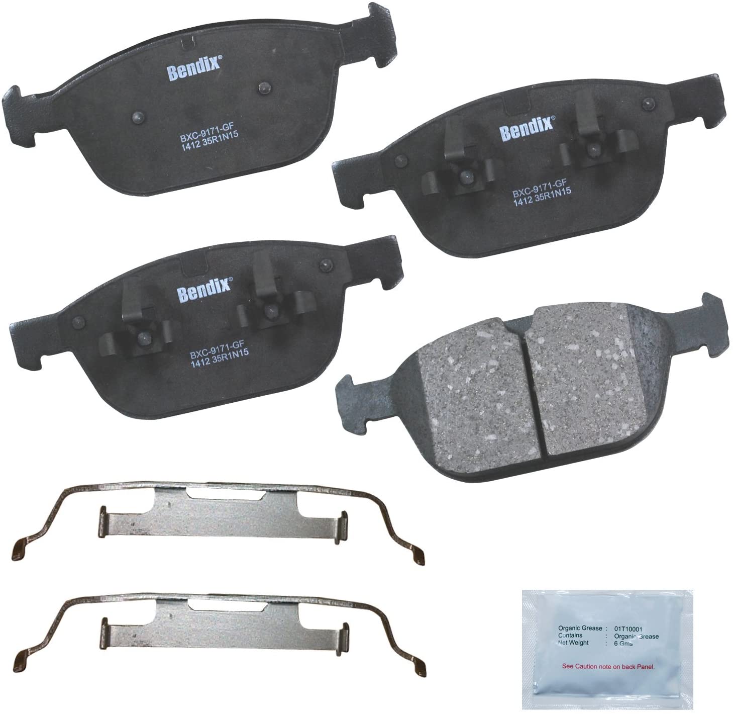 Bendix CFC1412 Premium Copper Free Ceramic Brake Pad (with Installation Hardware Front)