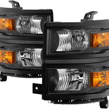 Jdragon for Chevy 14-15 Silverado 1500 Black Replacement Headlights Pair Set LT LTZ WT