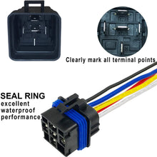 5 PACK 40/30 AMP 12 V DC Waterproof Relay and Harness - Heavy Duty 12 AWG Tinned Copper Wires, 5-PIN SPDT Bosch Style Automotive Relay