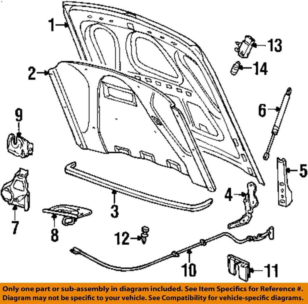 98-2011 Crown Victoria Hood Release Cable 6w1z16916a New(#10 on Diagram)