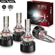 TURBO SII Extremely Bright 9005/HB3 High Beam 9006/HB4 Low Beam Combo LED Headlight Bulbs Conversion Kit, DOT Approved D6 Series CSP Chips Fog Light,12000LM 6000K Cool White (4Pack,2 sets,Black)