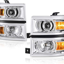 VIPMOTOZ Chrome Housing Projector OE-Style Headlight Headlamp Assembly For 2014-2015 Chevy Silverado 1500 Pickup Truck, Driver & Passenger Side