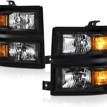 VIPMOTOZ Black Housing OE-Style Headlight Headlamp Assembly For 2014-2015 Chevy Silverado 1500 Pickup Truck, Driver & Passenger Side