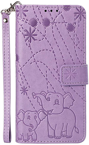 Lomogo Leather Wallet Case for iPhone XR with Stand Feature Card Holder Magnetic Closure, Shockproof Flip Case Cover for Apple iPhone XR - LOYBO470054 Purple