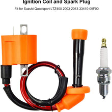 Qnbes Ignition Coil Spark Plug Fit for Suzuki LTZ400 Quadsport 2003-2013, Replace 33410-09F00 33410-26GA0