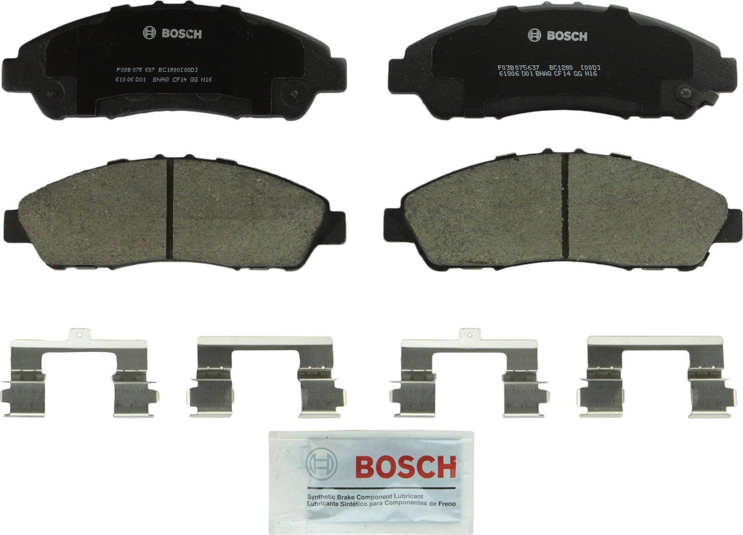 Bosch BC1280 QuietCast Premium Ceramic Disc Brake Pad Set For: Acura MDX, ZDX; Honda Pilot, Front