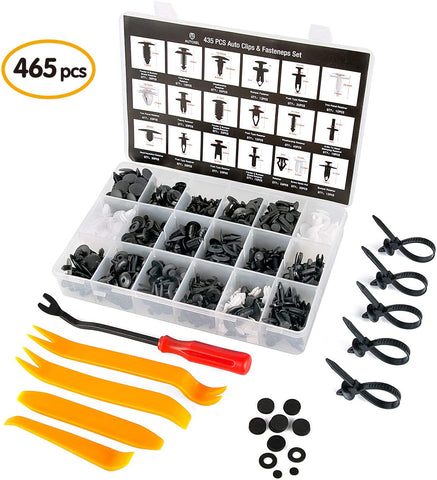 AUTOXEL 465 PCS Car Retainer Clips Plastic Fasteners Kit, Automotive Clips 19 Sizes Auto Push Pin Rivets Set Nylon Bumper Fender Rivets Clips -Door Trim Panel Clips for GM Ford Toyota, Honda, etc