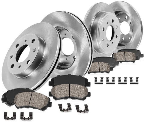 Callahan CRK02869 FRONT 256mm + REAR 262mm Premium OE 4 Lug [4] Rotors + Ceramic Brake Pads + Hardware