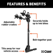 CURT 18029 Trailer Hitch Bike Rack Mount, Fits 1-1/4, 2-Inch Receiver, 2 Bicycles