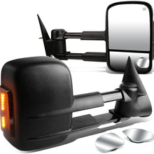 Replacement for Chevy Silverado/GMC Sierra Heated Power Smoked Signal Extendable Towing+Corner Blind Spot Mirror