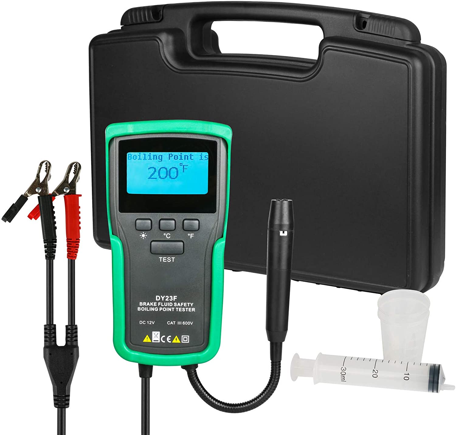 BELEY Automotive Brake Fluid Boiling Point Tester, High-Precision Brake Oil Moisture Water Boiling Temperature Testing for Vehicle DOT3 DOT4 DOT5 DOT5.1 Super DOT4