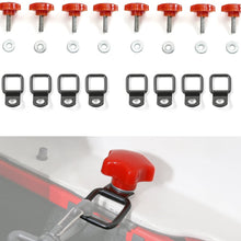 Jecar 8 Hardtop Quick Removal Bolts Thumb Screws & 8 D Ring Tie Down Anchors for Jeep Wrangler YJ JK JKU Sports Sahara Freedom Rubicon X Unlimited X 2 4 door 1995-2019 accessories, Red