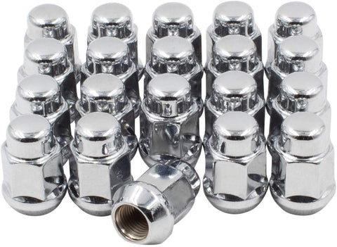 Wheel Accessories Parts 20 Dual Coating Chrome 12x1.5 Closed End Bulge Acorn Lug Nuts - Cone Seat - 19mm Hex Wheel Lug Nut