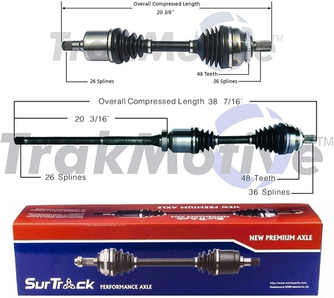 SurTrack Pair Set of 2 Front CV Axle Shafts For Volvo S60 V70 AWD Turbocharged