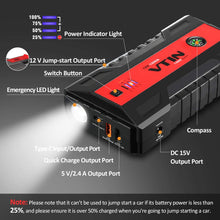 VTIN Upgraded 1200A Car Jump Starter, 12V Power Pack Jump Starter (Up to 8.0L Gas 6.0L Diesel Engines) Portable Battery Booster Power Bank with QC 3.0 Outputs Type-C Port & Safety Jumper Cable