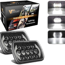 Partsam 5x7 LED Headlights 7x6 Sealed Beam Angel Eyes DRL Hi/Lo H6054 Compatible with Jeep Wrangler YJ Cherokee XJ/Toyota 4Runner Tacoma/Chevy Blazer Express Van (2PCS)