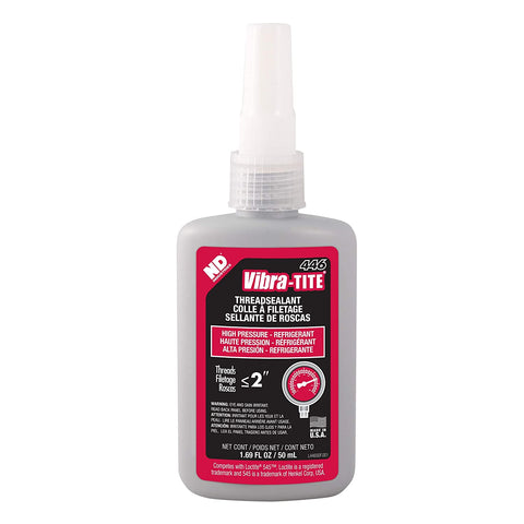 Vibra-TITE 446 High Pressure Refridgerant Anaerobic Thread Sealant, 50 ml Bottle, Red
