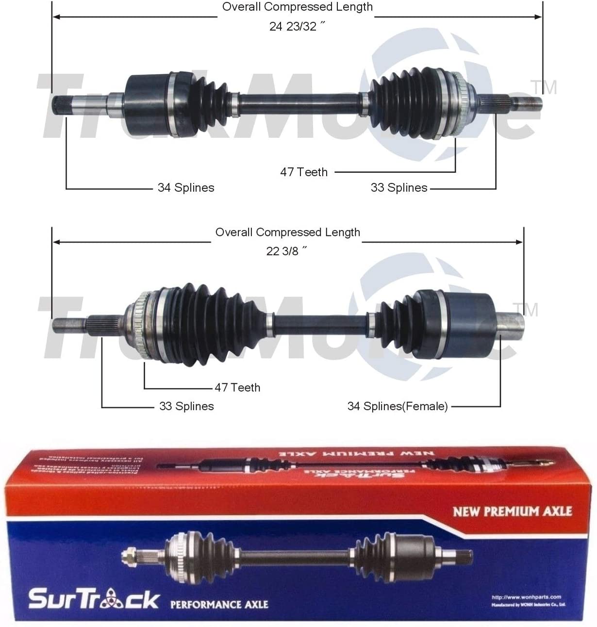 SurTrack Pair Set of 2 Front CV Axle Shafts For Saturn SC1 SC2 SL1 SW1 1.9l L4