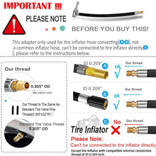 LUMITECO 2 PCS Locking Air Chuck with Air Hose and Standard Tire Valve Fine Thread, Air Inflator Hose Adapter for Twist On Convert to Lock On Connection