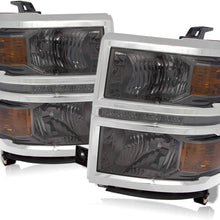 For 14-16 Chevy Silverado 1500 LED Pair Smoke Len Pair Headlights Headlamps Amber Reflector