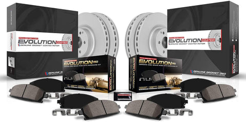 Power Stop CRK2742 Coated Brake Rotor & Ceramic Brake Pads- front & rear