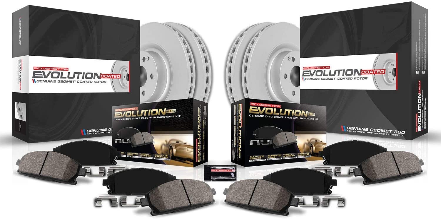 Power Stop CRK5523 Coated Brake Rotor & Ceramic Brake Pads- front & rear