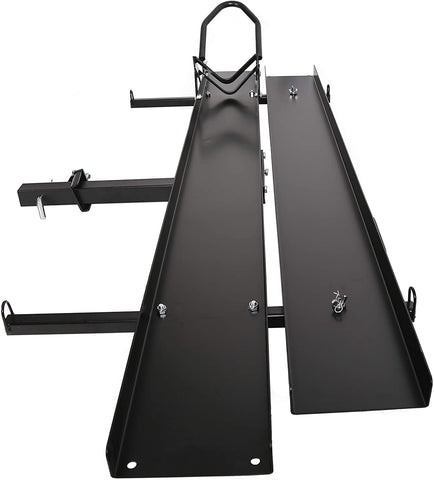 ECOTRIC 600LBS Black Steel Motorcycle Carrier Mount Dirt Bike Rack Hitch Hauler |with Loading Ramp| Superior Heavy Duty (You Will Receive Two Packages for This Item)