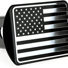 eVerHITCH USA US American Stainless Steel Flag Metal Emblem on Metal Trailer Hitch Cover (Fits 2" Receivers, Black)