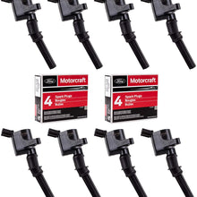 Ignition Coil DG508 and Motorcraft Spark Plug SP479 for Ford 4.6L 5.4L V8 DG457 DG472 DG491 CROWN VICTORIA EXPEDITION F-150 F-250 MUSTANG LINCOLN MERCURY EXPLORER 3W7Z-12029-AA (Set of 8 BLACK)
