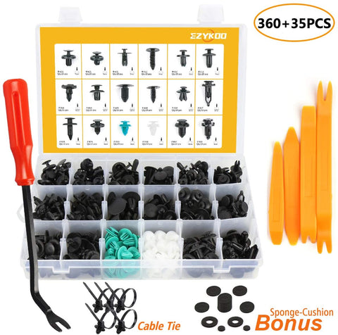 EZYKOO Push Bumper Fastener Rivet Clips with 18 Most Popular Sizes Auto Push Pin Rivets Compatible with Benz, BMW, Toyota, Honda, Subaru, Nissan, Mazda etc