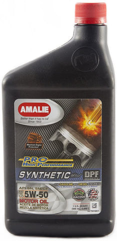 Amalie (160-75616-56-12PK) 5W-50 Pro High Performance Synthetic Blend Motor Oil - 1 Quart Bottle, (Pack of 12)