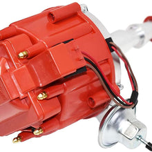 A-Team Performance HEI Complete Distributor 65,000-volt Coil Male Cap Compatible with AMC Jeep V8 290, 304, 343, 360 390 401 One Wire Installation, Red Cap